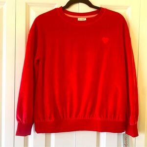 NWT Cat & Jack Girls Red Velour Sweatshirt with Heart Size XL (14)